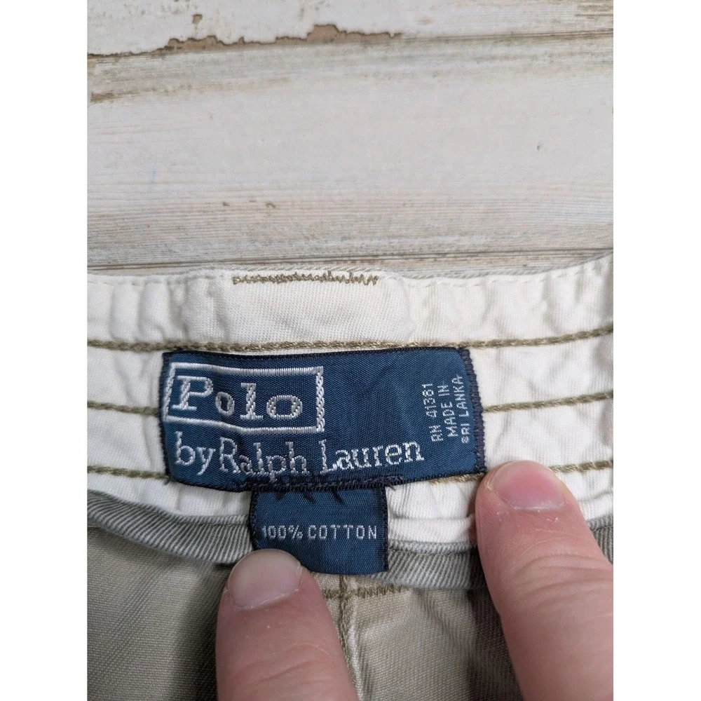 Vintage Y2K Polo By Ralph Lauren Cargo Shorts Mens 40 Khaki Thick Classic Cotton